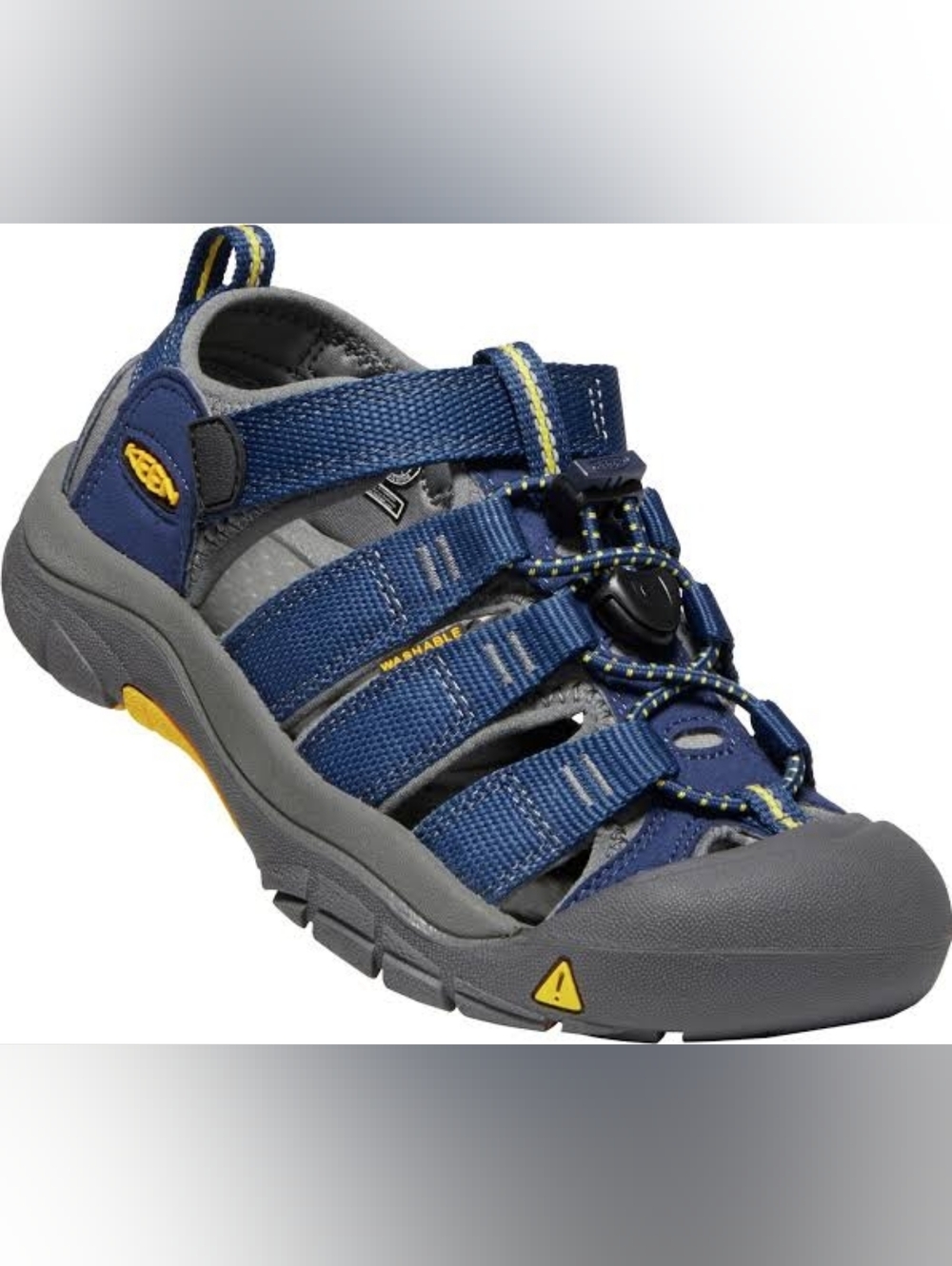 KEEN Newport H2 Sport Sandal - Navy and Gray with Yellow Accents